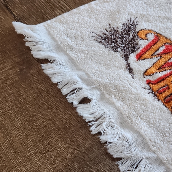 Vtg Cannon USA "wheat" and butterflies kitchen bath hand towel 70s hippie earthy - Picture 4 of 9